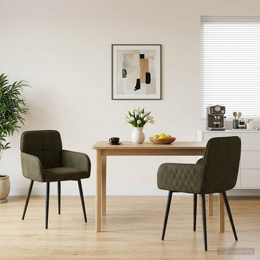 Scaune de dining 2 pcs Piele Suedată Sintetică Verde Army - WALTI WALTI