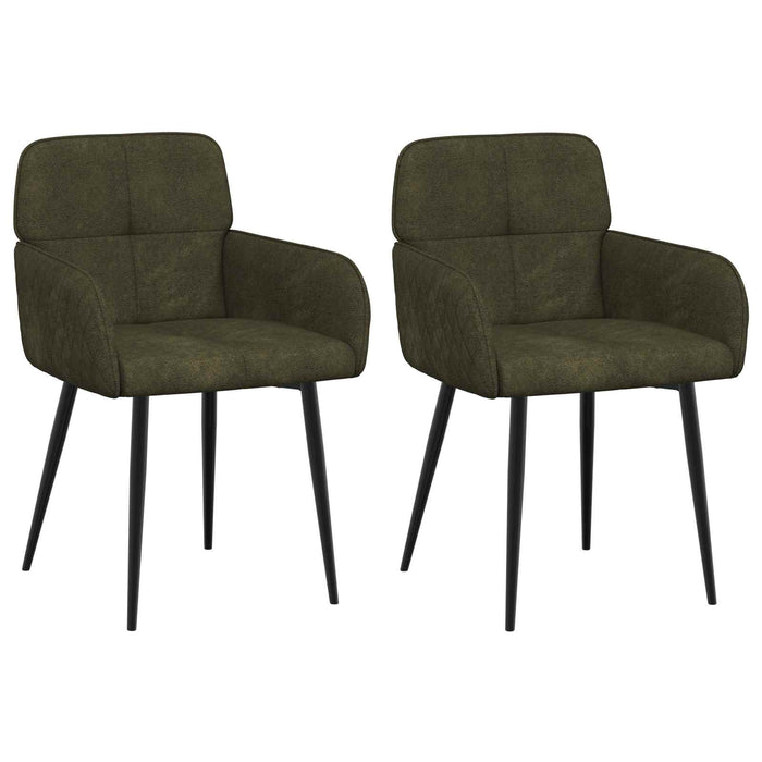 Scaune de dining 2 pcs Piele Suedată Sintetică Verde Army WALTI