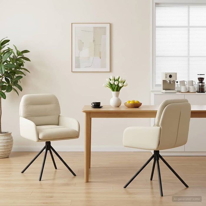 Scaune de dining rotative 2 pcs Piele artificială Crem WALTI