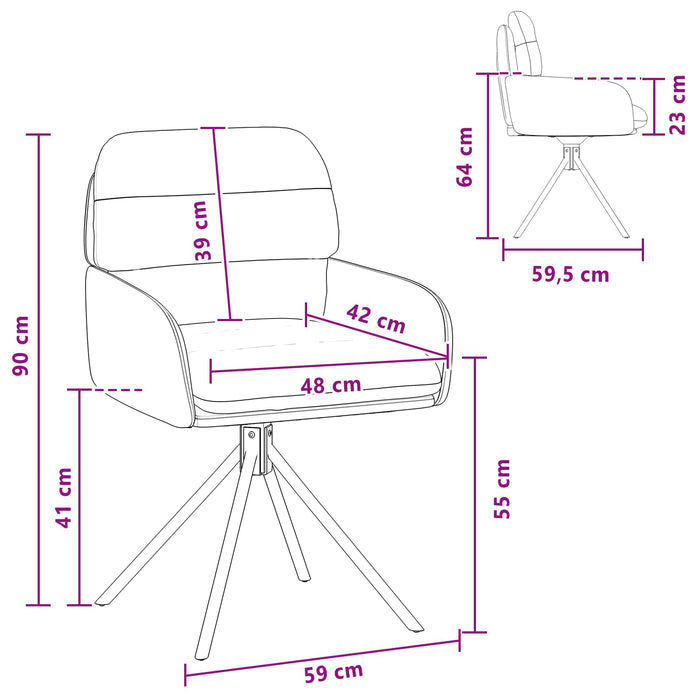 Scaune de dining rotative 2 pcs Piele artificială Crem WALTI
