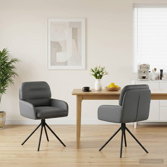 Scaune de dining rotative 2 pcs Piele artificială Gri WALTI
