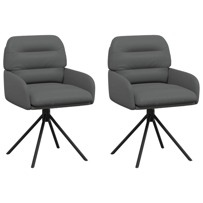 Scaune de dining rotative 2 pcs Piele artificială Gri WALTI