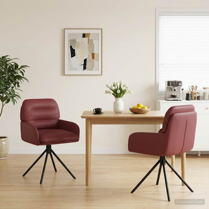 Scaune de dining rotative 2 pcs Piele artificială Roșu Vin WALTI