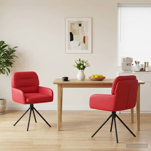 Scaune de dining rotative 2 pcs Piele artificială Roșu - WALTI WALTI