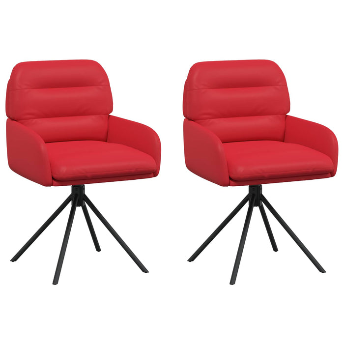Scaune de dining rotative 2 pcs Piele artificială Roșu WALTI
