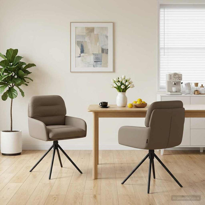 Scaune de dining rotative 2 pcs Piele artificială Cappuccino WALTI