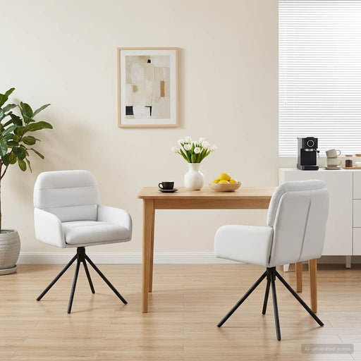 Scaune de dining rotative 2 pcs Piele artificială Alb - WALTI WALTI