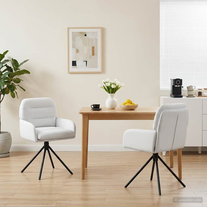 Scaune de dining rotative 2 pcs Piele artificială Alb WALTI
