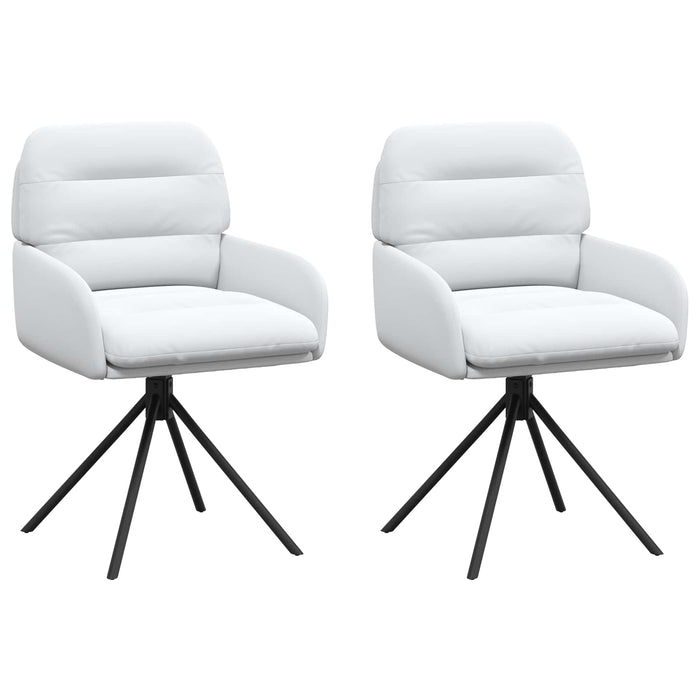Scaune de dining rotative 2 pcs Piele artificială Alb WALTI