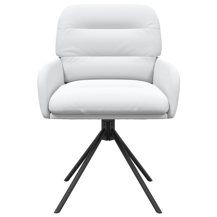 Scaune de dining rotative 2 pcs Piele artificială Alb WALTI