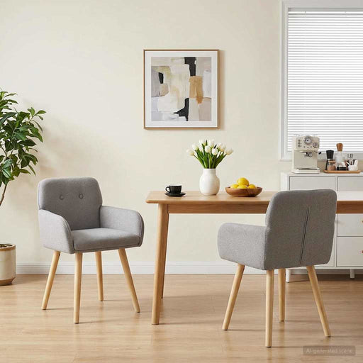Scaune de dining 2 pcs Bouclé Gri deschis 59 x 57 x 85 cm - WALTI WALTI