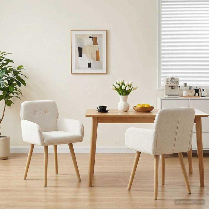 Scaune de dining 2 pcs Bouclé Crem 59 x 57 x 85 cm WALTI