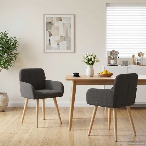 Scaune de dining 2 pcs Bouclé Gri închis 59 x 57 x 85 cm - WALTI WALTI