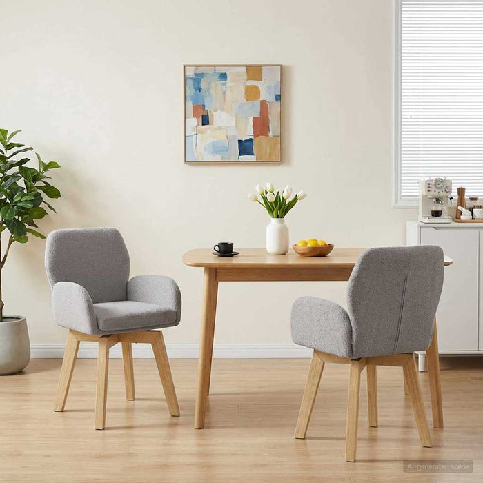 Scaune de dining rotative 2 pcs Bouclé Gri deschis WALTI