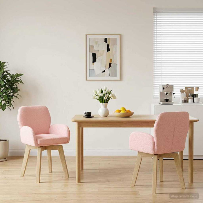 Scaune de dining rotative 2 pcs Bouclé Roz 54 x 58 x 87 cm WALTI