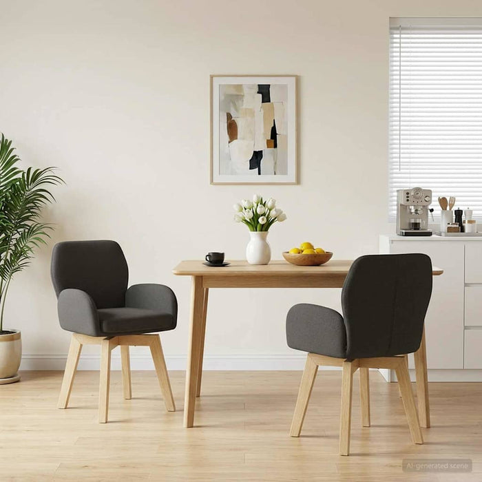 Scaune de dining rotative 2 pcs Bouclé Gri închis WALTI