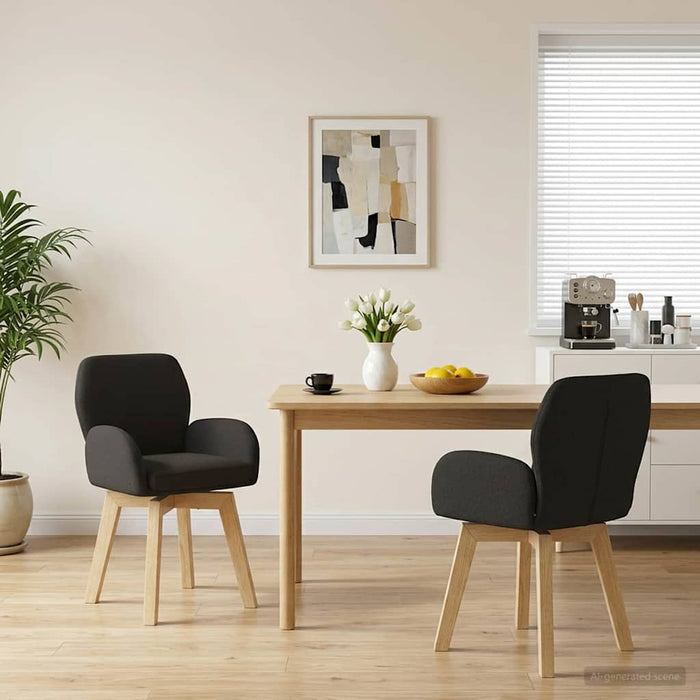 Scaune de dining rotative 2 pcs Bouclé Negru 54 x 58 x 87 cm WALTI