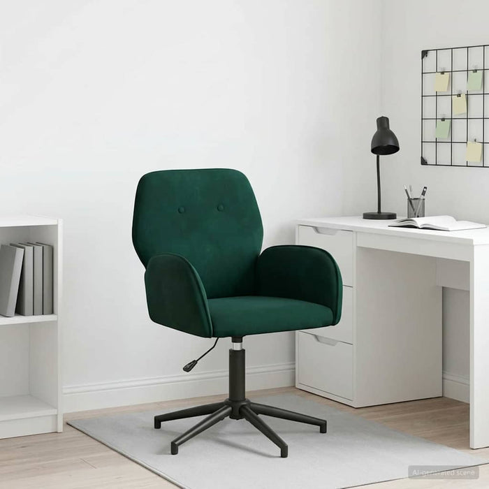 Scaun de birou rotativ 54 x 55 x 90 cm Verde închis Catifea WALTI