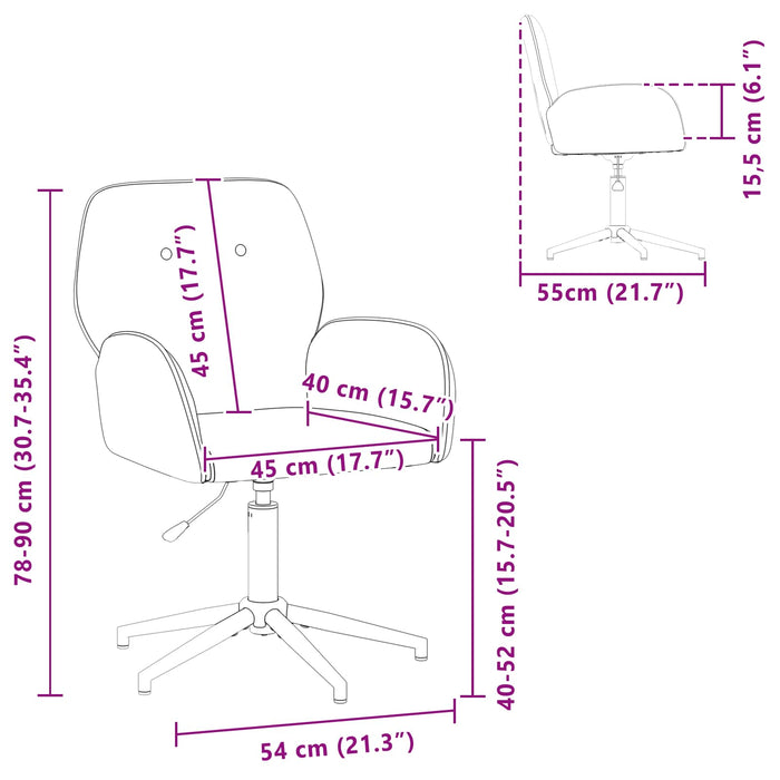 Scaun de birou rotativ 54 x 55 x 90 cm Roșu Vin Catifea WALTI