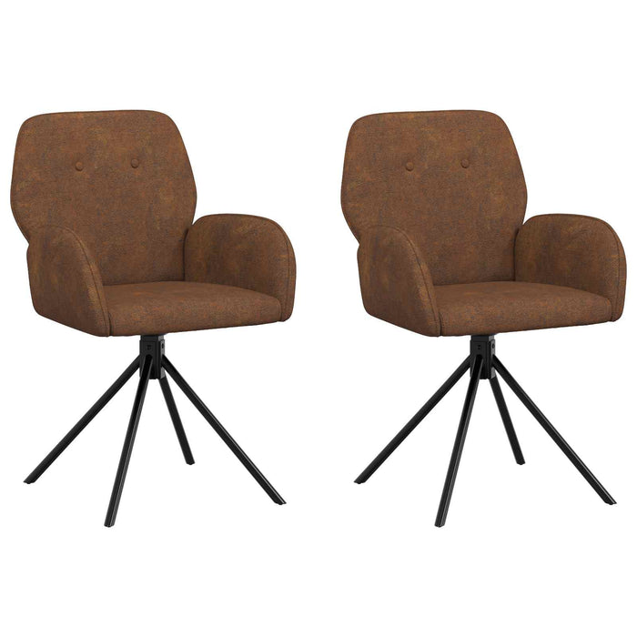 Scaune de dining rotative 2 pcs Piele Suedată Sintetică Maro WALTI