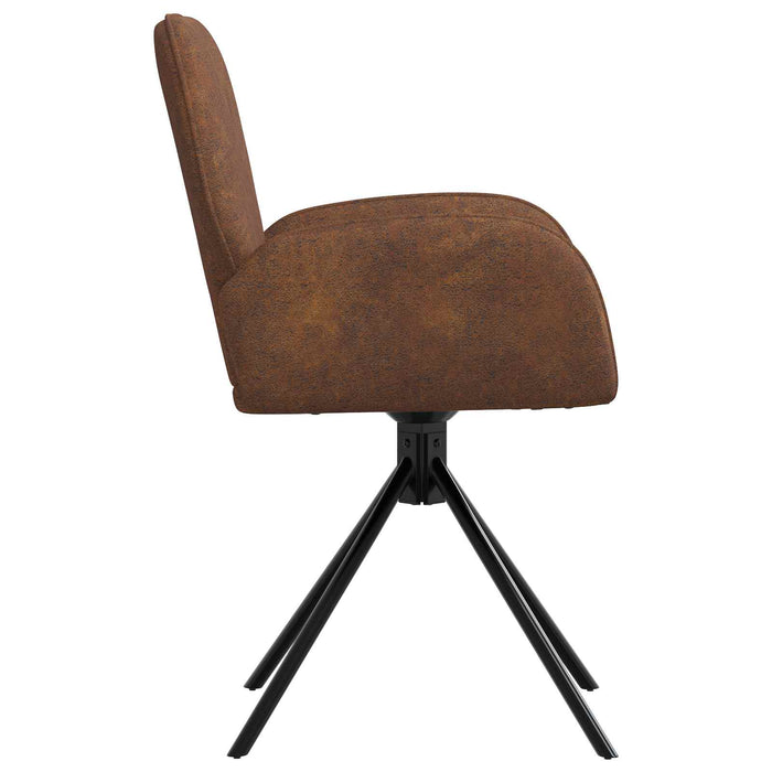 Scaune de dining rotative 2 pcs Piele Suedată Sintetică Maro WALTI
