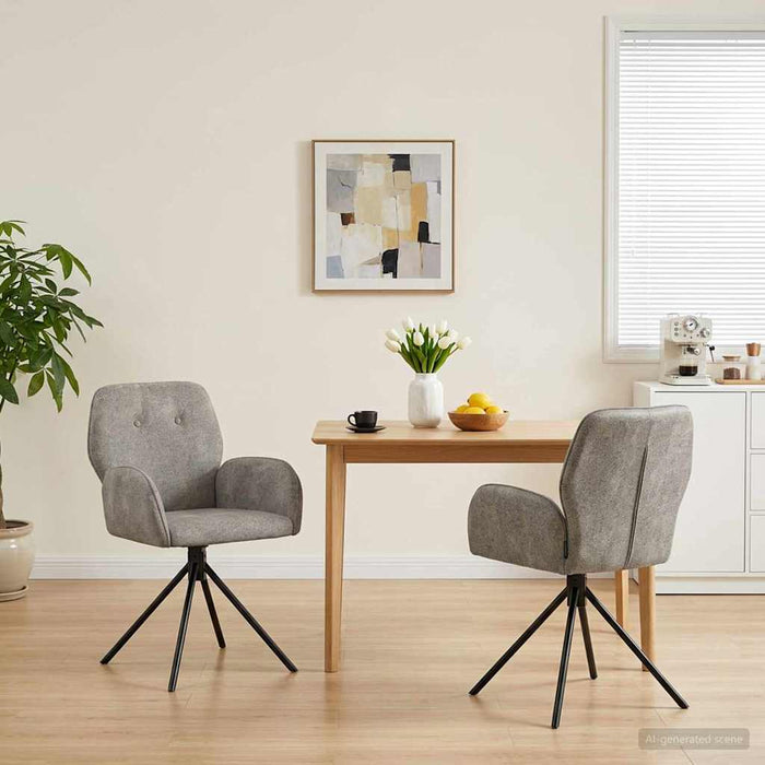 Scaune de dining rotative 2 pcs Piele Suedată Sintetică WALTI