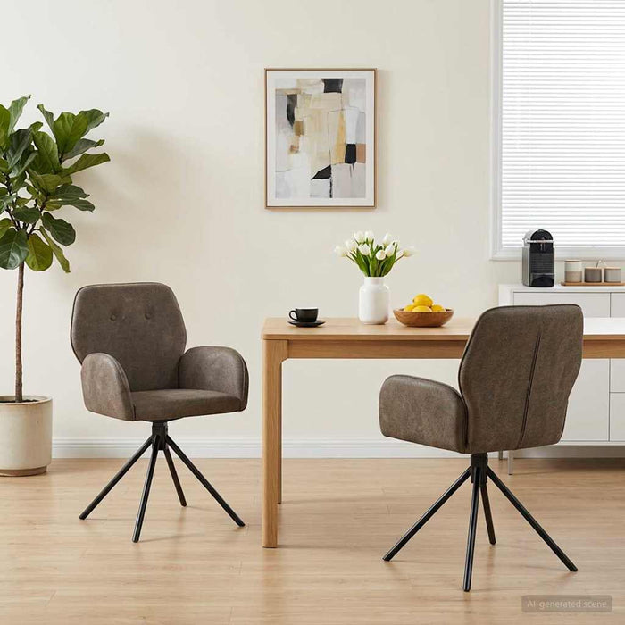 Scaune de dining rotative 2 pcs Piele Suedată Sintetică WALTI