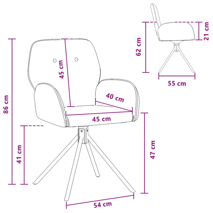 Scaune de dining rotative 2 pcs Piele Suedată Sintetică WALTI