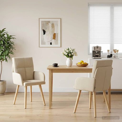 Scaune de dining 2 pcs Țesătură Crem 60 x 56 x 96 cm - WALTI WALTI