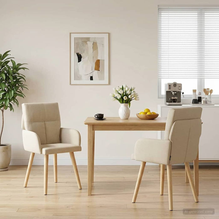 Scaune de dining 2 pcs Țesătură Crem 60 x 56 x 96 cm WALTI