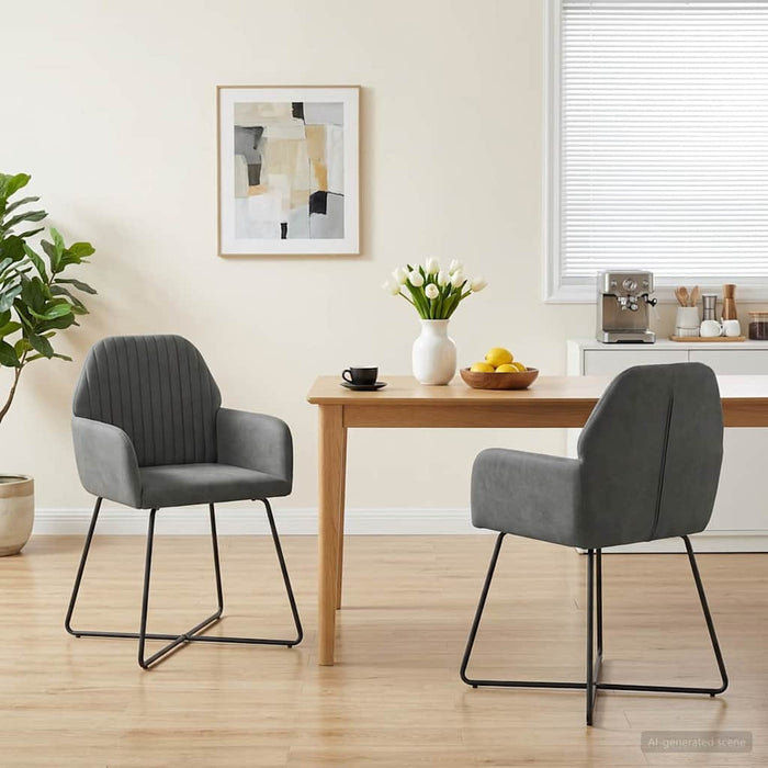 Scaune de dining 2 pcs Catifea Gri închis 55 x 50 x 84 cm WALTI