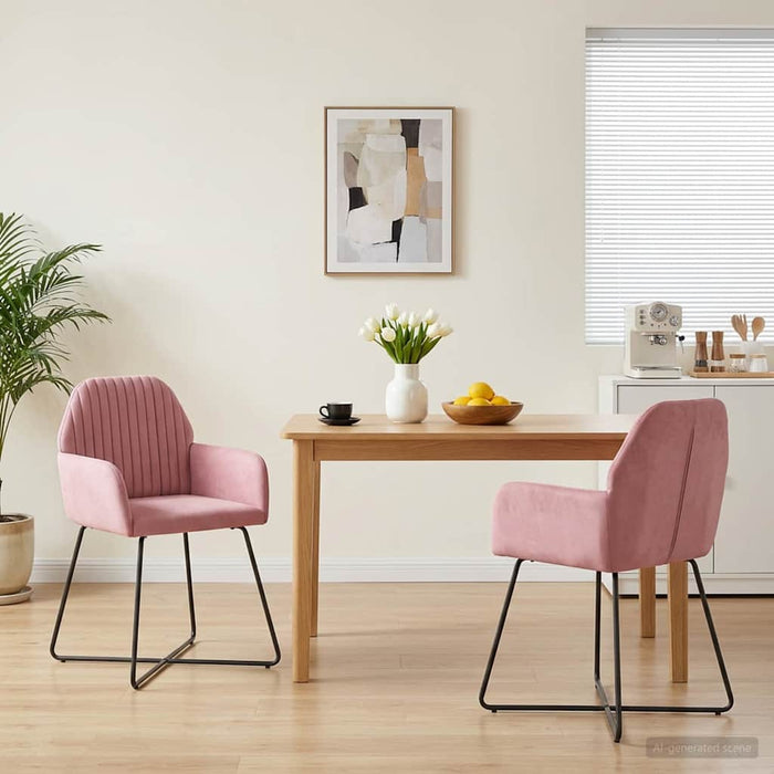 Scaune de dining 2 pcs Catifea Roz 55 x 50 x 84 cm WALTI