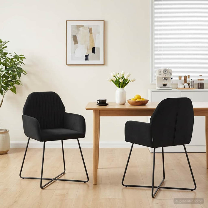 Scaune de dining 2 pcs Catifea Negru 55 x 50 x 84 cm WALTI