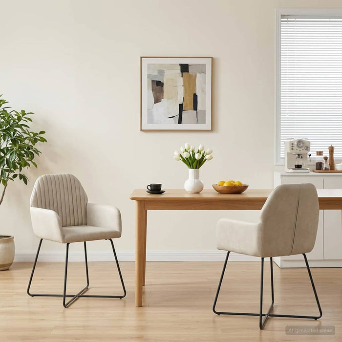 Scaune de dining 2 pcs Catifea Crem 55 x 50 x 84 cm WALTI