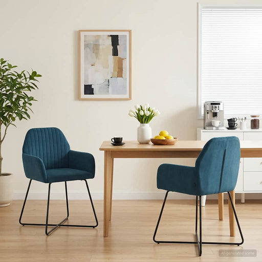 Scaune de dining 2 pcs Catifea albastru 55 x 50 x 84 cm - WALTI WALTI