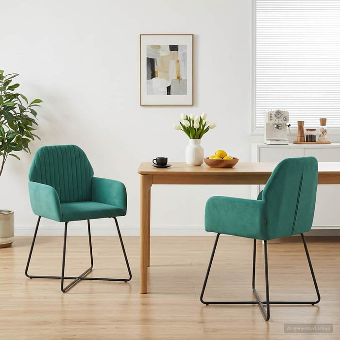 Scaune de dining 2 pcs Catifea Turcoaz 55 x 50 x 84 cm WALTI