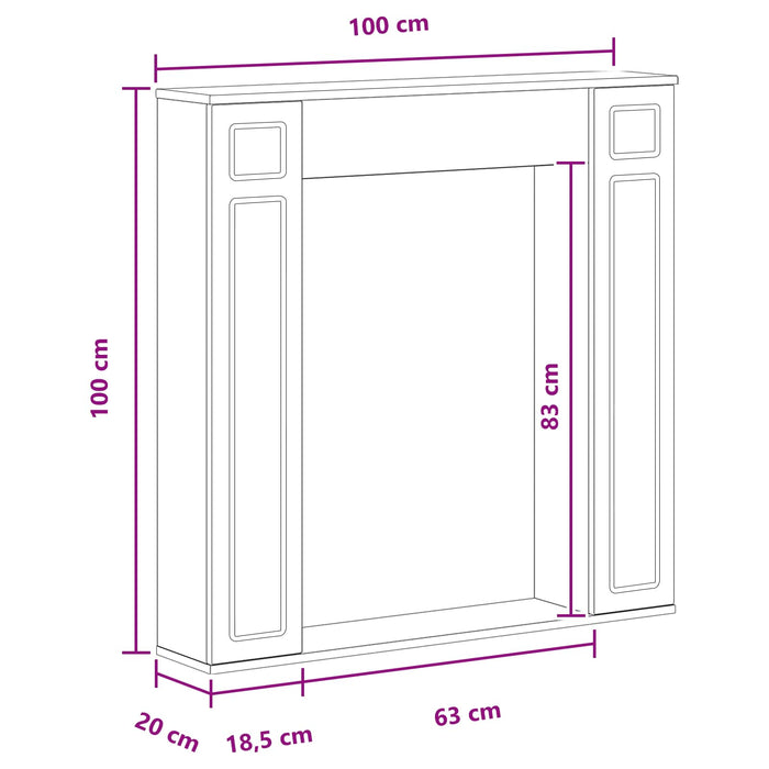 Cadru pentru șemineu Lemn vechi 100 x 20 x 100 cm WALTI