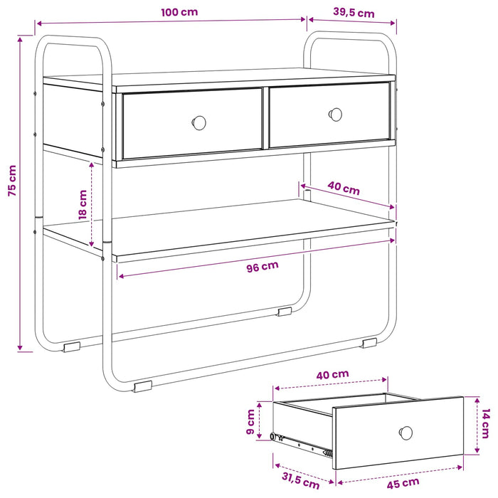 Masă de consolă Lemn vechi 100 x 40 x 75 cm Lemn prelucrat WALTI