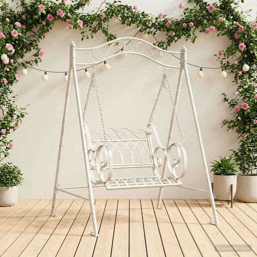 Bancă swinging Oțel 113 x 121,5 x 168 cm Alb Antic - WALTI WALTI