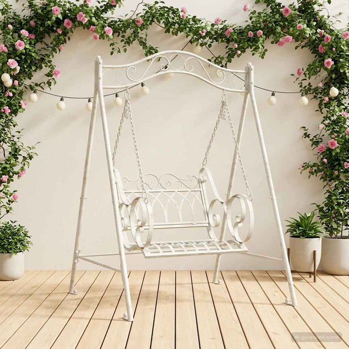 Bancă swinging Oțel 113 x 121,5 x 168 cm Alb Antic WALTI