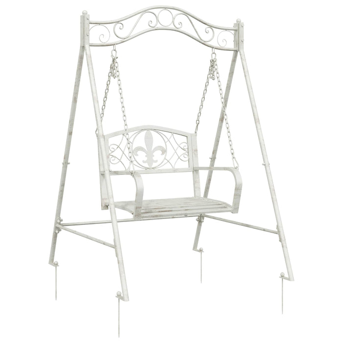 Bancă swinging Oțel 113 x 121,5 x 168 cm Alb Antic - WALTI WALTI