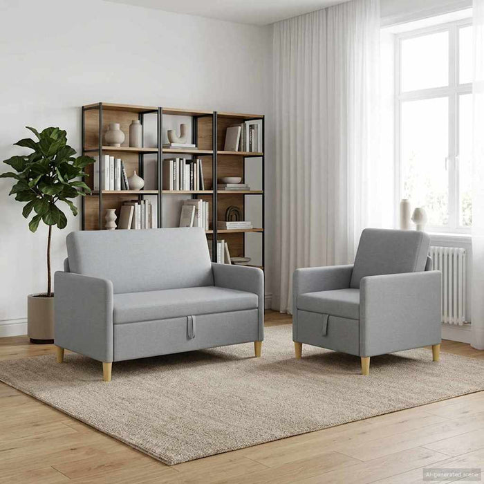 Set de canapea cu spațiu de depozitare 2 pcs Gri deschis - WALTI WALTI