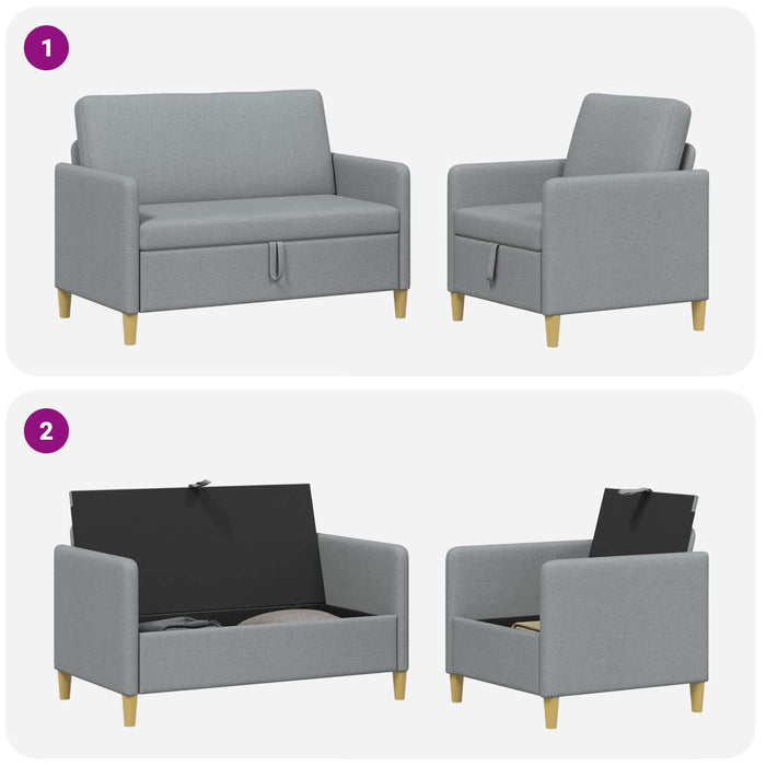 Set de canapea cu spațiu de depozitare 2 pcs Gri deschis - WALTI WALTI
