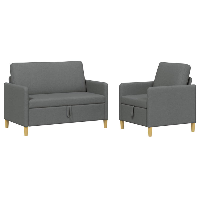 Set de canapea cu spațiu de depozitare 2 pcs Gri închis - WALTI WALTI