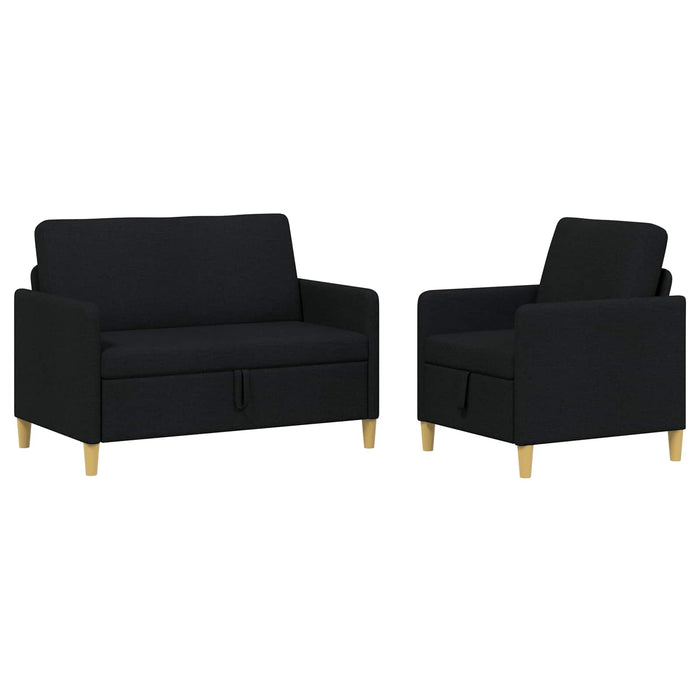Set de canapea cu spațiu de depozitare 2 pcs Negru Poliester - WALTI WALTI