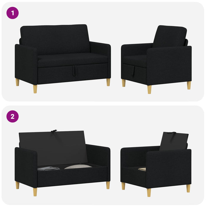 Set de canapea cu spațiu de depozitare 2 pcs Negru Poliester - WALTI WALTI