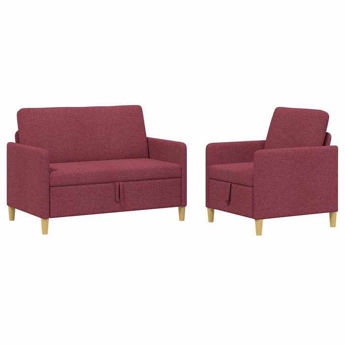 Set de canapea cu spațiu de depozitare 2 pcs Roșu Vin Poliester - WALTI WALTI