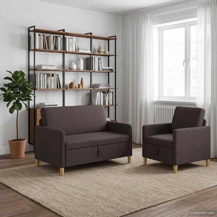 Set de canapea cu spațiu de depozitare 2 pcs Maro închis - WALTI WALTI