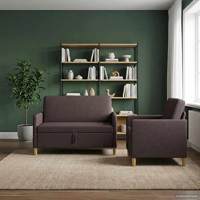 Set de canapea cu spațiu de depozitare 2 pcs Maro închis - WALTI WALTI