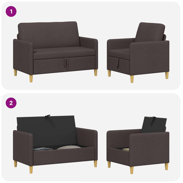 Set de canapea cu spațiu de depozitare 2 pcs Maro închis - WALTI WALTI